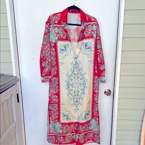 Zara Vibrant Paisley Shirt Dress